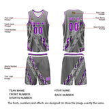 Custom Gray Violet Basketball Jersey Uniform Suit Printed Your Logo Name Number