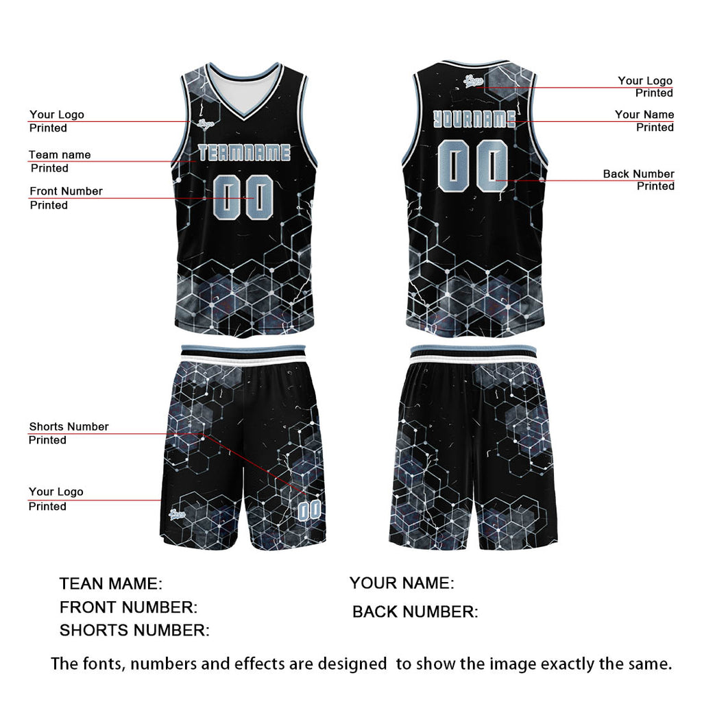 Custom Gray Blue Basketball Jersey Uniform Suit Printed Your Logo Name Number enthsush