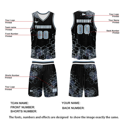 Custom Gray Blue Basketball Jersey Uniform Suit Printed Your Logo Name Number enthsush