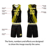 Custom Black Yellow Basketball Jersey Uniform Suit Printed Your Logo Name Number