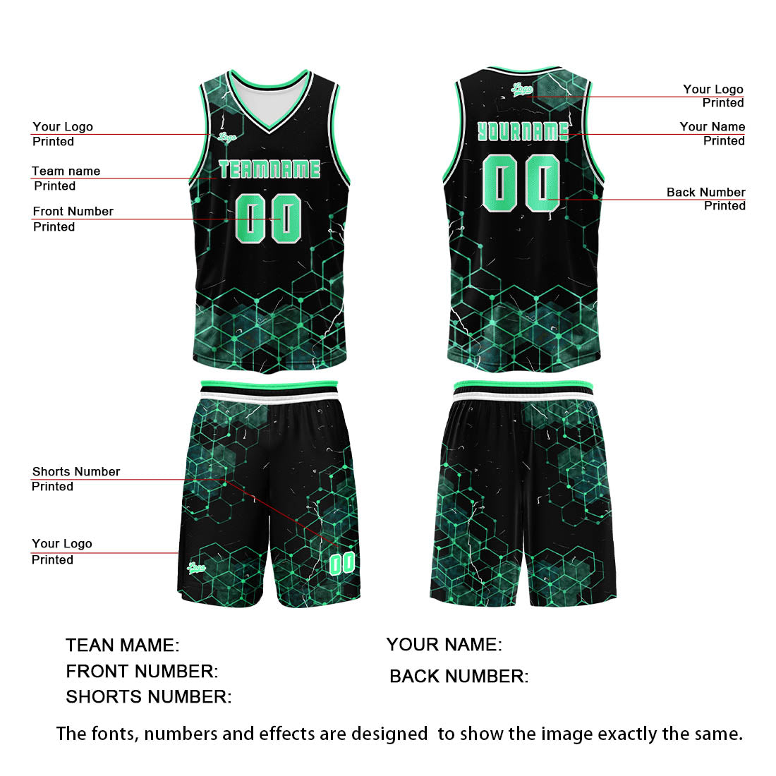 Custom Fluorescent Green Basketball Jersey Uniform Suit Printed Your Logo Name Number enthsush