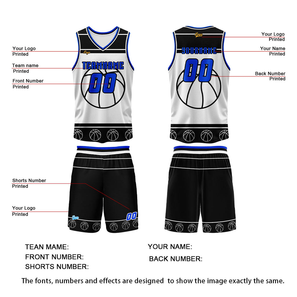 Custom Black Blue Basketball Jersey Uniform Suit Printed Your Logo Name Number enthsush