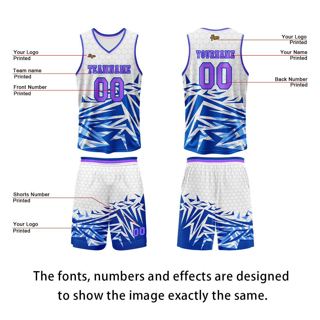 Custom Blue Violet Basketball Jersey Uniform Suit Printed Your Logo Name Number enthsush
