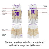 Custom White Yellow Violet Basketball Jersey Uniform Suit Printed Your Logo Name Number