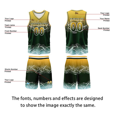 Custom Yellow Green Basketball Jersey Uniform Suit Printed Your Logo Name Number enthsush