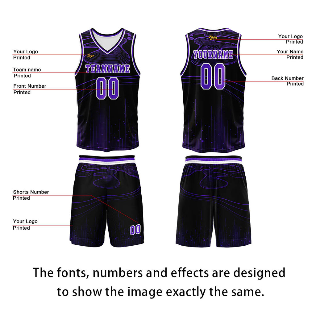 Custom Purple Basketball Jersey Uniform Suit Printed Your Logo Name Number enthsush