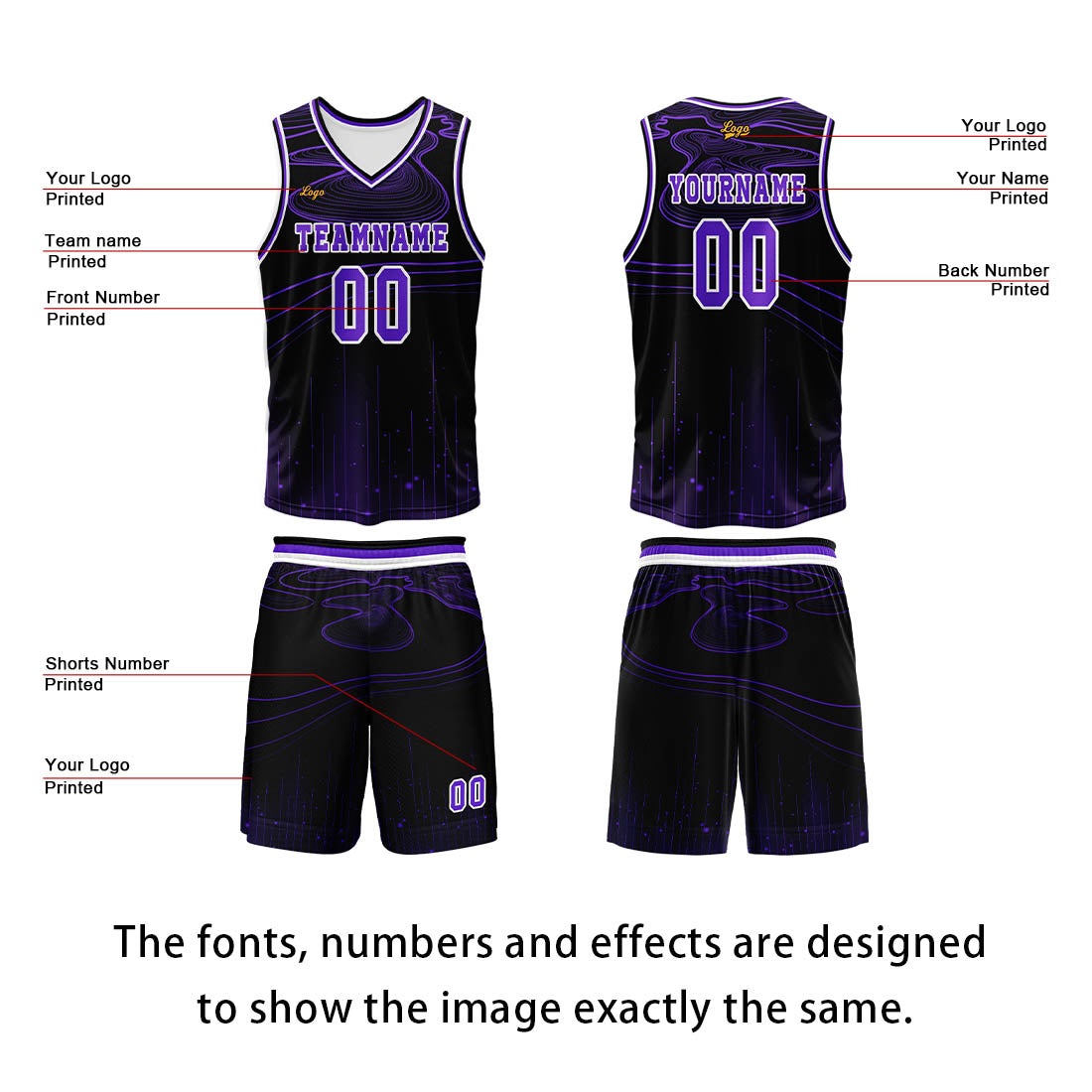 Custom Purple Basketball Jersey Uniform Suit Printed Your Logo Name Number enthsush