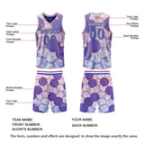 Custom Blue Purple Reversible Basketball Suit for Adults and Kids Personalized Jersey