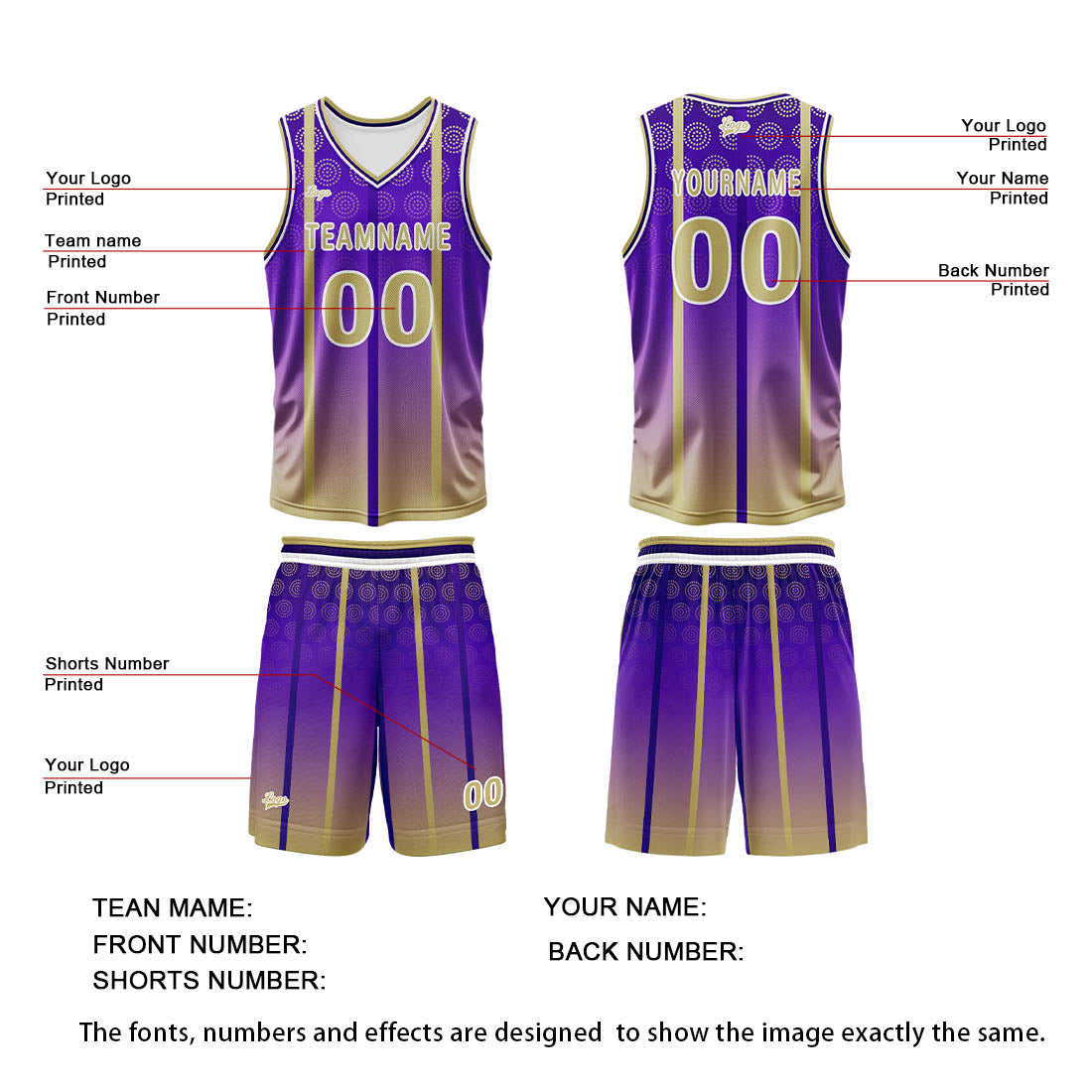 Custom Purple Basketball Jersey Uniform Suit Printed Your Logo Name Number enthsush