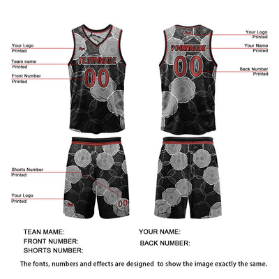 Custom Black Gray Reversible Basketball Suit for Adults and Kids Personalized Jersey enthsush