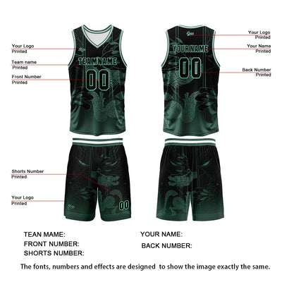 Custom Green Reversible Basketball Suit for Adults and Kids Personalized Jersey enthsush