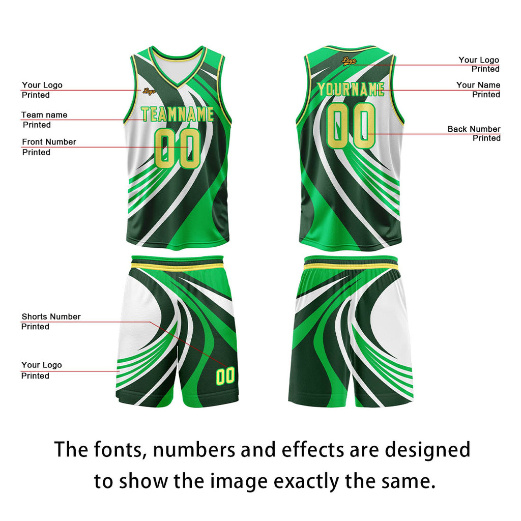 Custom Green Yellow Basketball Jersey Uniform Suit Printed Your Logo Name Number enthsush