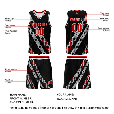 Custom Black Red Basketball Jersey Uniform Suit Printed Your Logo Name Number enthsush