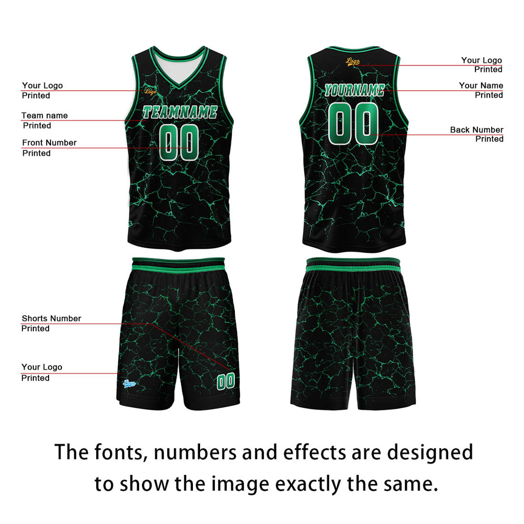Custom Green Basketball Jersey Uniform Suit Printed Your Logo Name Number enthsush