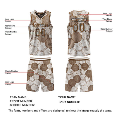 Custom Brown Reversible Basketball Suit for Adults and Kids Personalized Jersey enthsush