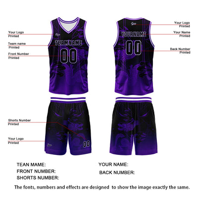 Custom Purple Reversible Basketball Suit for Adults and Kids Personalized Jersey enthsush