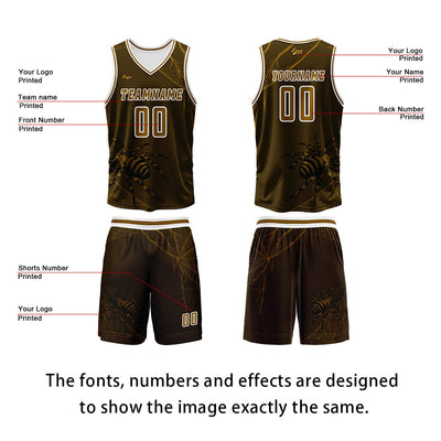 Custom Brown Basketball Jersey Uniform Suit Printed Your Logo Name Number enthsush