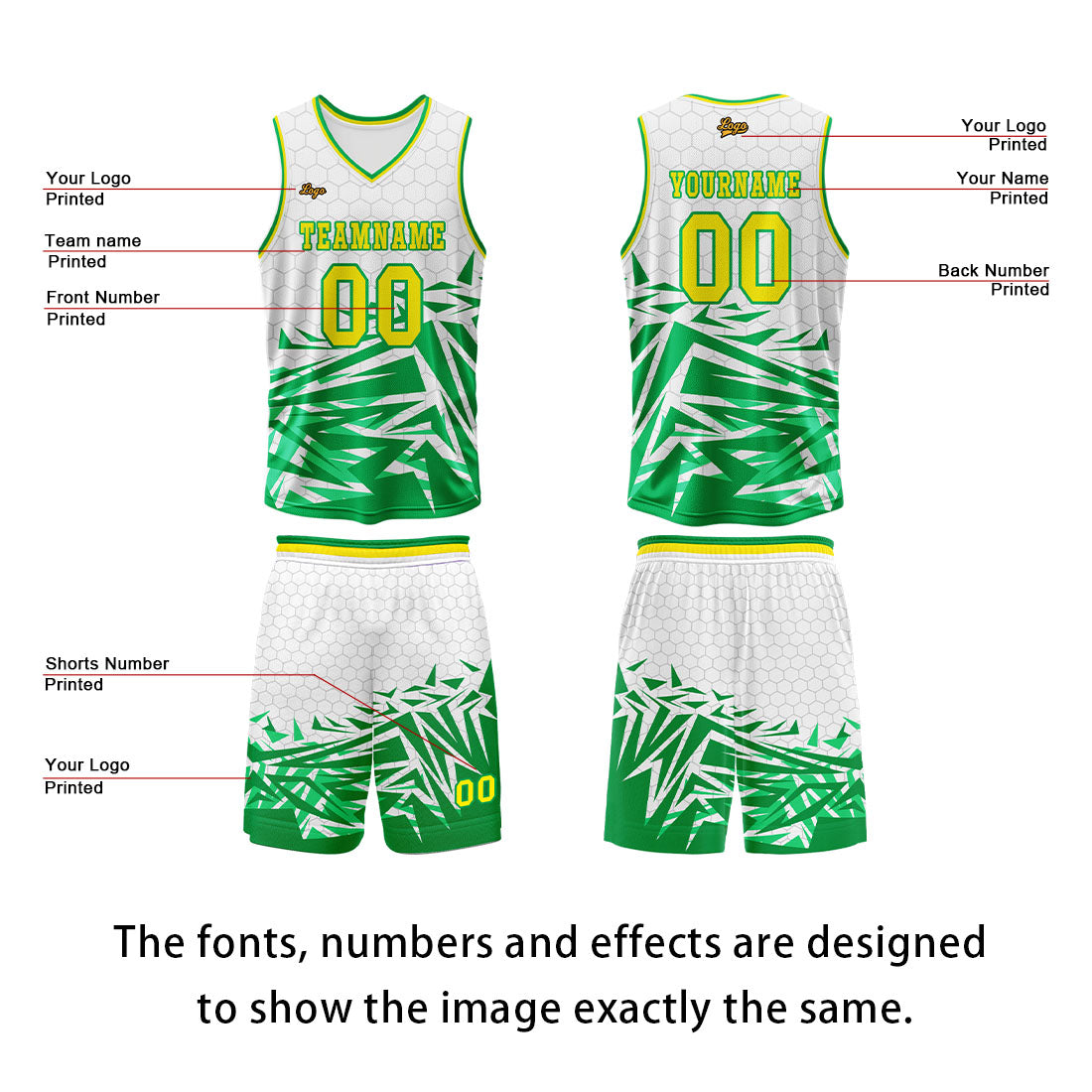 Custom Green Yellow Basketball Jersey Uniform Suit Printed Your Logo Name Number enthsush