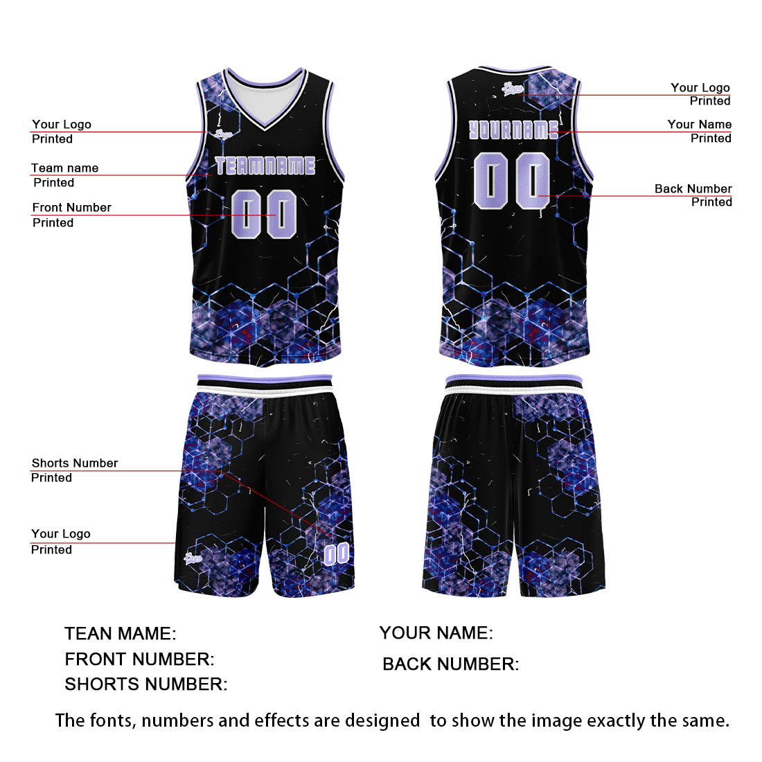 Custom Purple Basketball Jersey Uniform Suit Printed Your Logo Name Number enthsush