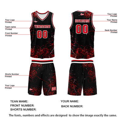 Custom Red Basketball Jersey Uniform Suit Printed Your Logo Name Number enthsush