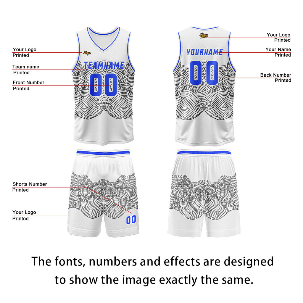 Custom White Ash Basketball Jersey Uniform Suit Printed Your Logo Name Number enthsush