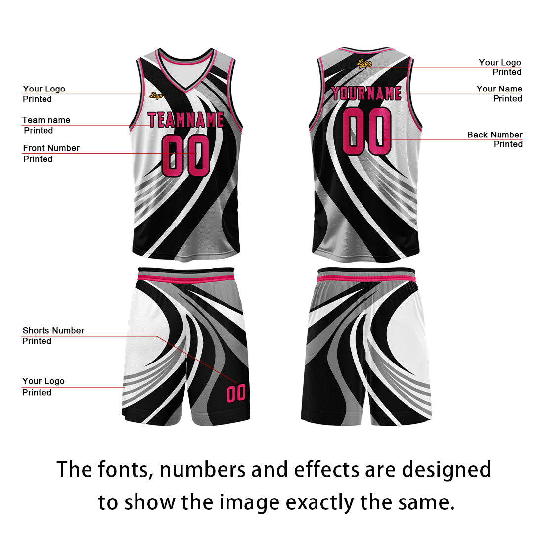 Custom Black Rose Basketball Jersey Uniform Suit Printed Your Logo Name Number enthsush