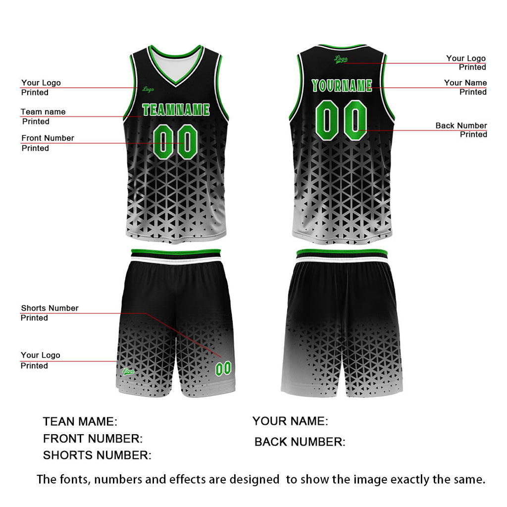 Custom  Green White Basketball Jersey Uniform Suit Printed Your Logo Name Number enthsush