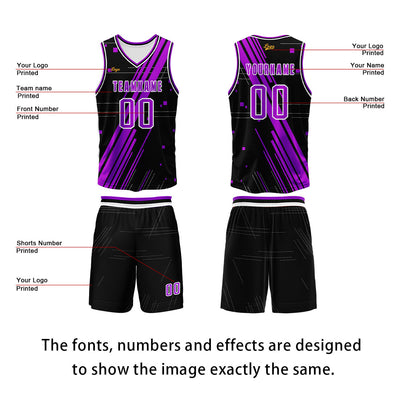 Custom Black Rose Purple Basketball Jersey Uniform Suit Printed Your Logo Name Number enthsush