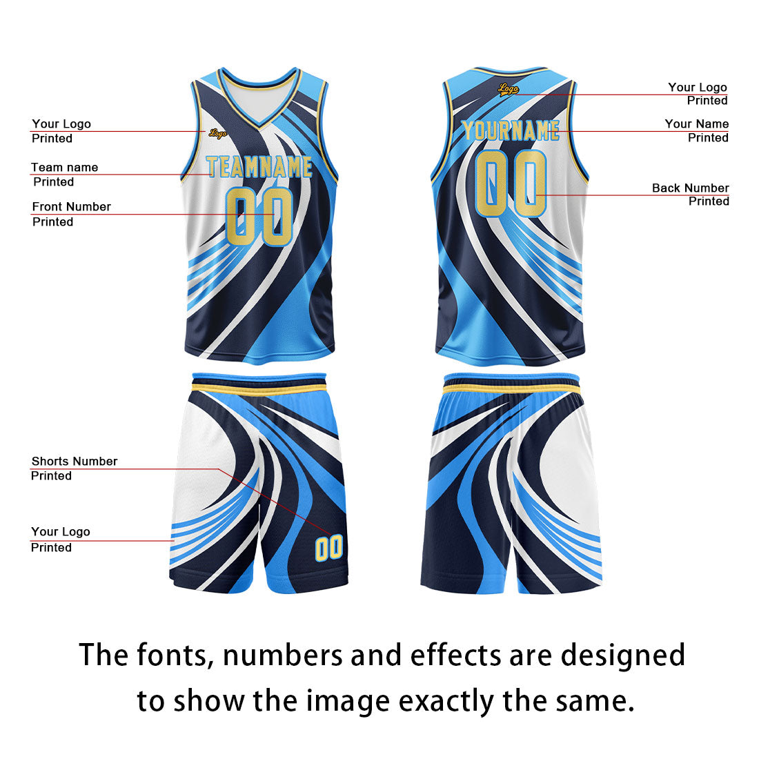 Custom Blue Yellow Basketball Jersey Uniform Suit Printed Your Logo Name Number enthsush
