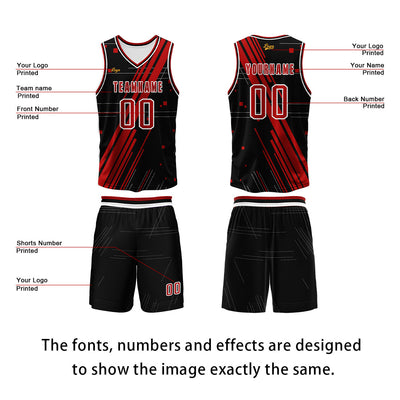 Custom Black Red Basketball Jersey Uniform Suit Printed Your Logo Name Number enthsush