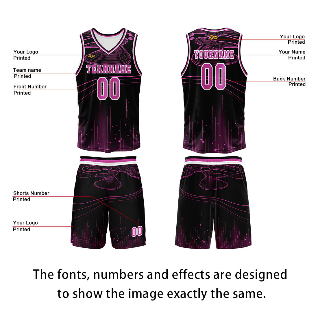 Custom Black Rose Purple Basketball Jersey Uniform Suit Printed Your Logo Name Number enthsush