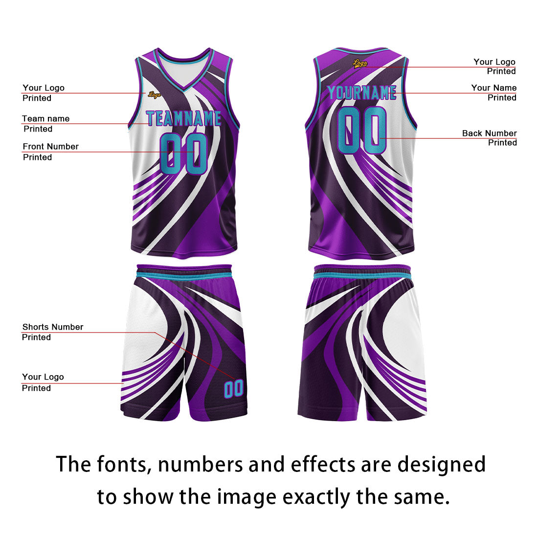 Custom Violet Blue Basketball Jersey Uniform Suit Printed Your Logo Name Number enthsush