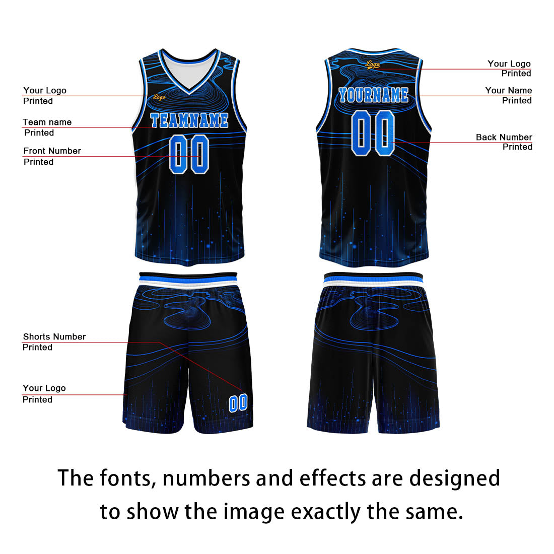 Custom Blue Basketball Jersey Uniform Suit Printed Your Logo Name Number enthsush