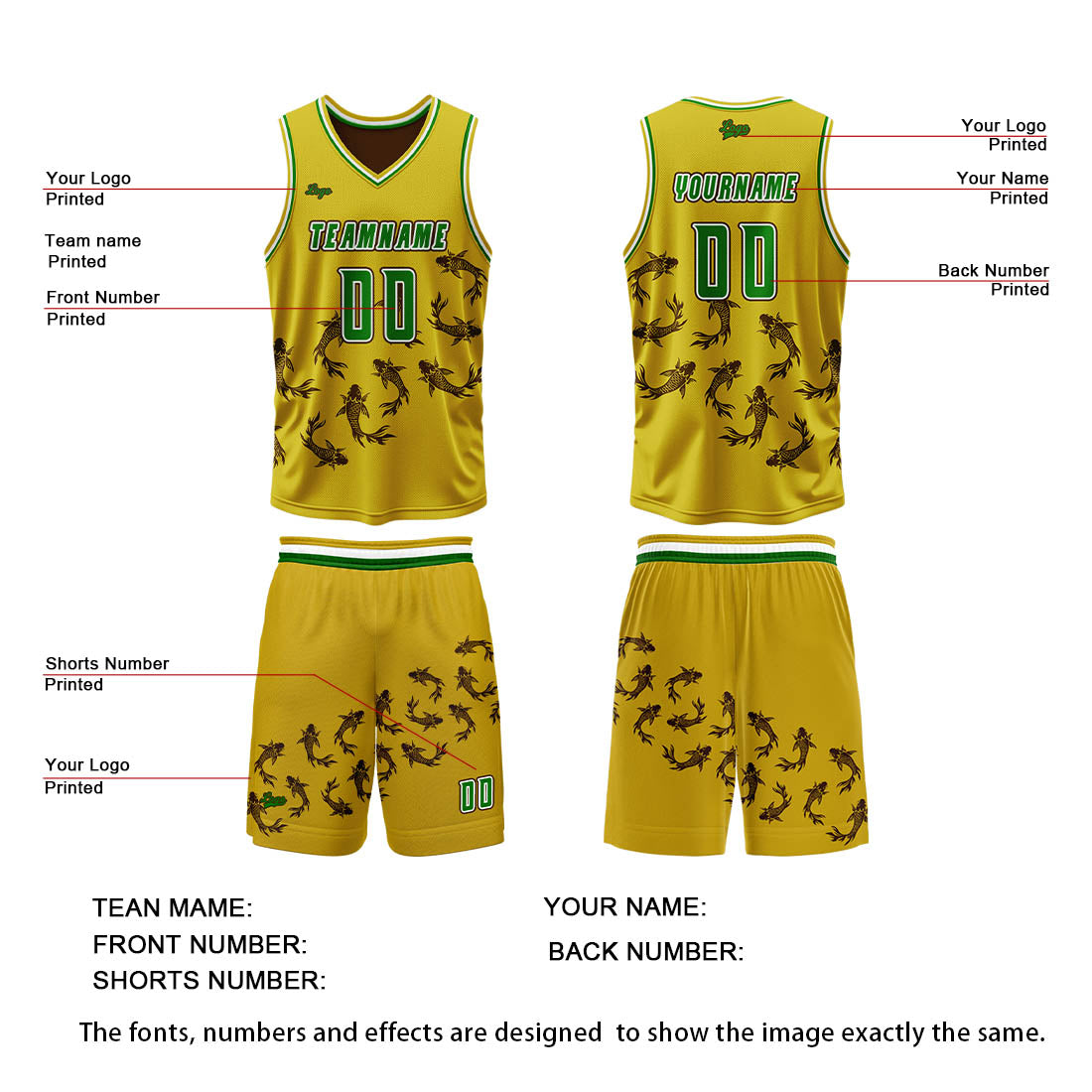 Custom Yellow Brown Reversible Basketball Suit for Adults and Kids Personalized Jersey enthsush