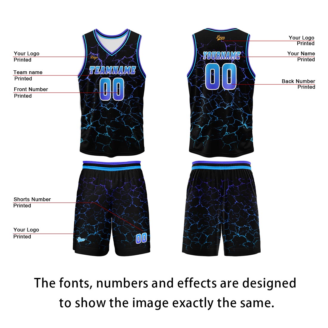 Custom Blue Purple Basketball Jersey Uniform Suit Printed Your Logo Name Number enthsush