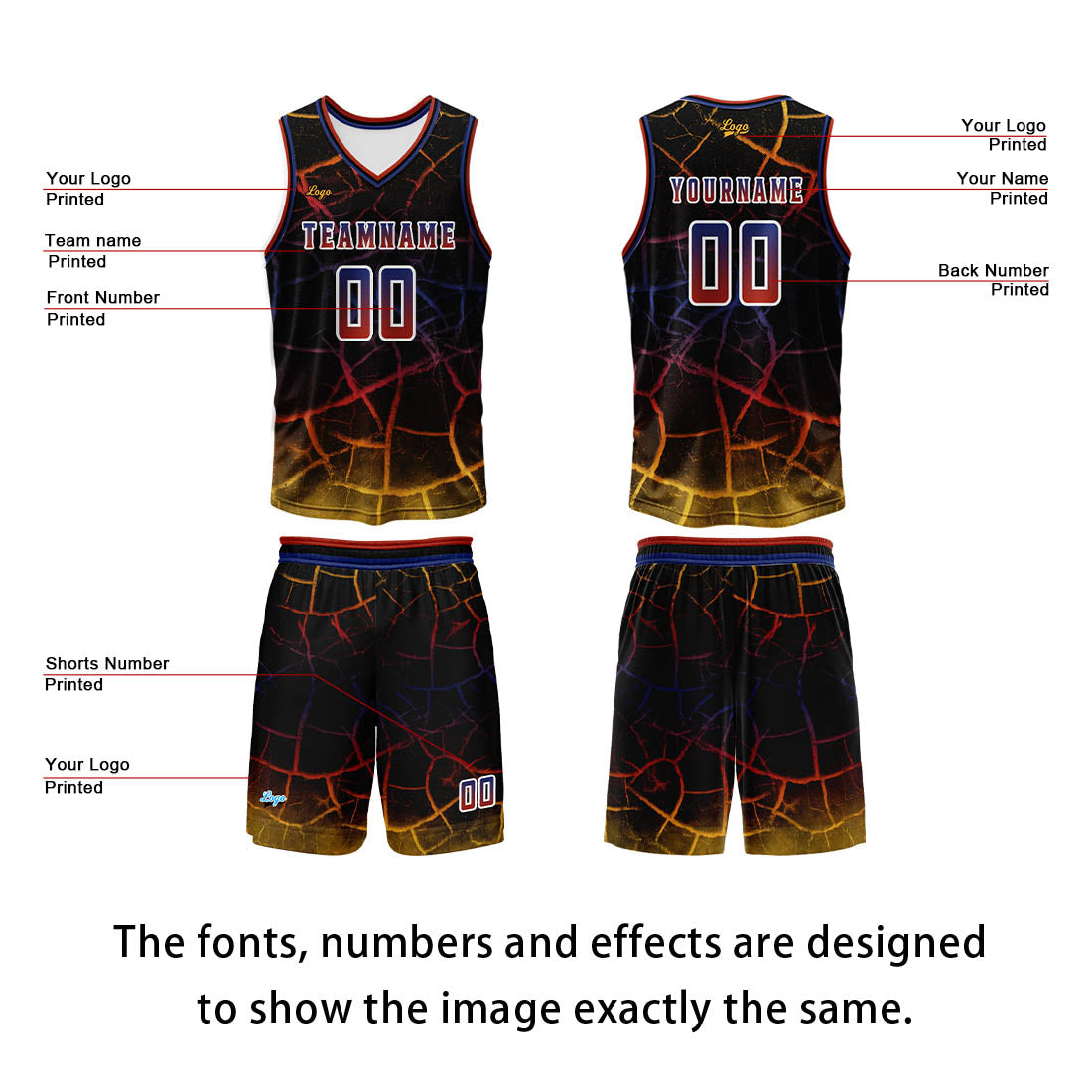 Custom Red Yellow Basketball Jersey Uniform Suit Printed Your Logo Name Number enthsush