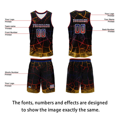 Custom Red Yellow Basketball Jersey Uniform Suit Printed Your Logo Name Number enthsush
