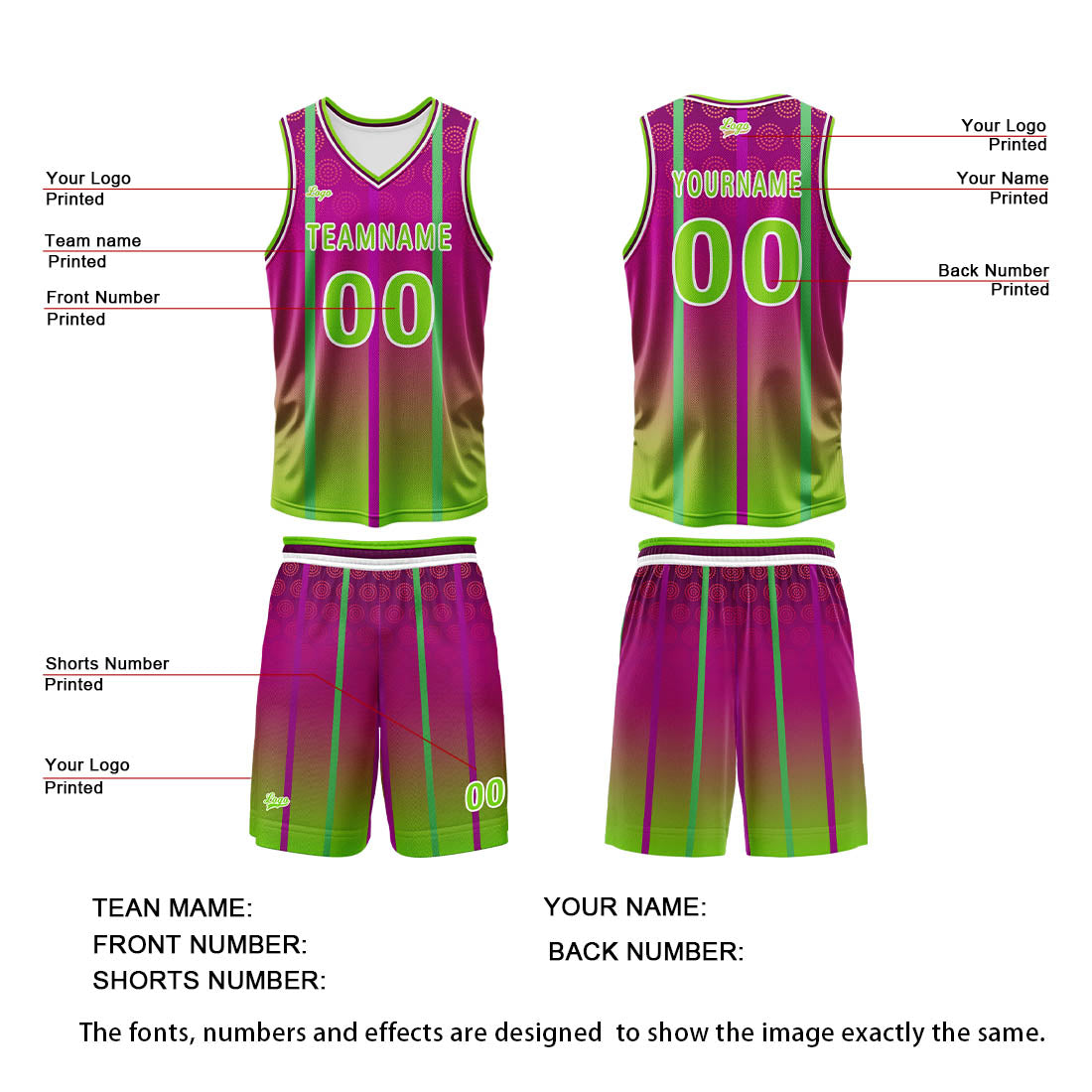 Custom Purple Green Basketball Jersey Uniform Suit Printed Your Logo Name Number enthsush