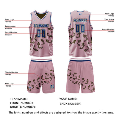Custom Pink Brown Reversible Basketball Suit for Adults and Kids Personalized Jersey enthsush