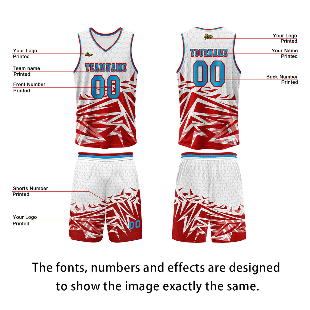 Custom Red Blue Basketball Jersey Uniform Suit Printed Your Logo Name Number enthsush