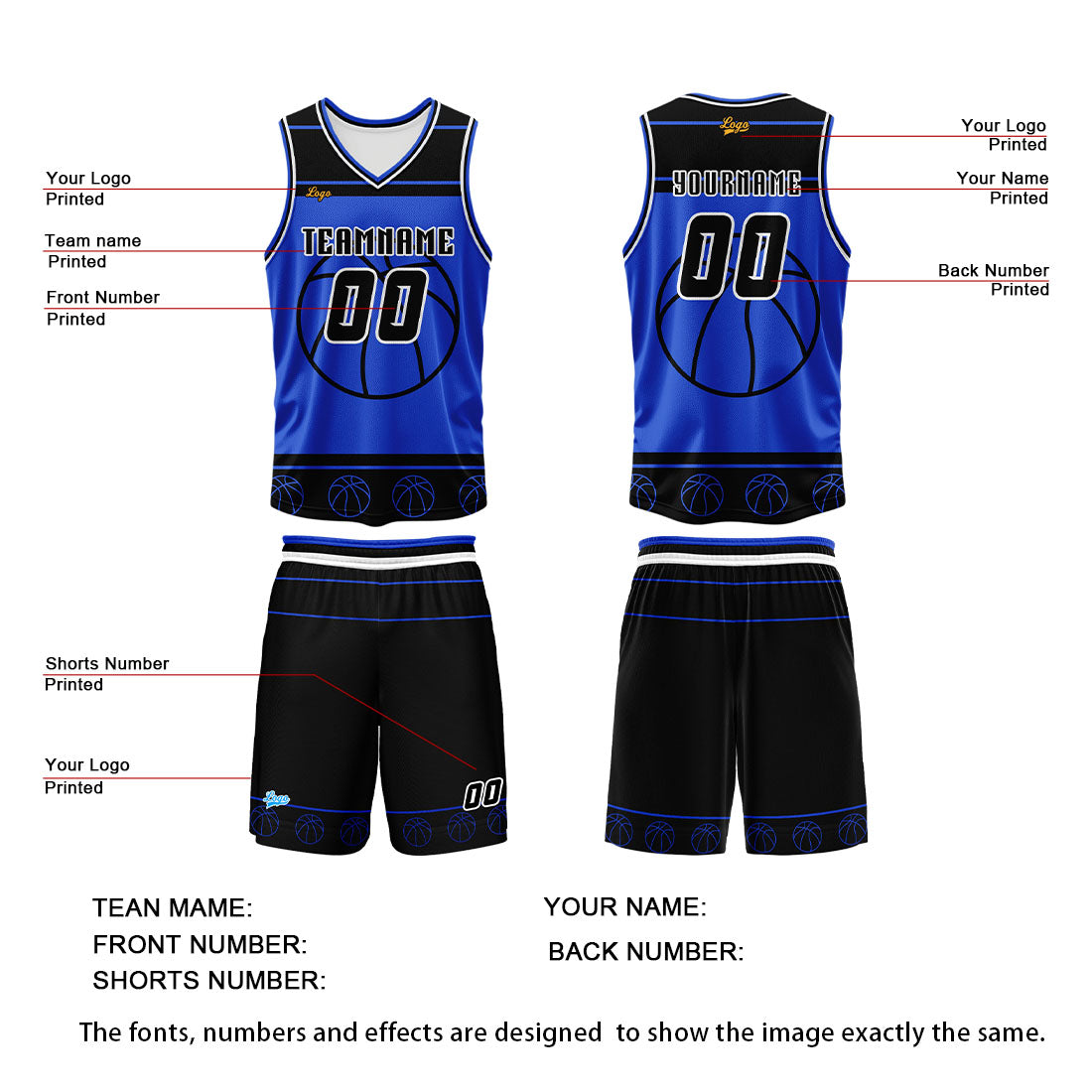 Custom White Blue Basketball Jersey Uniform Suit Printed Your Logo Name Number enthsush