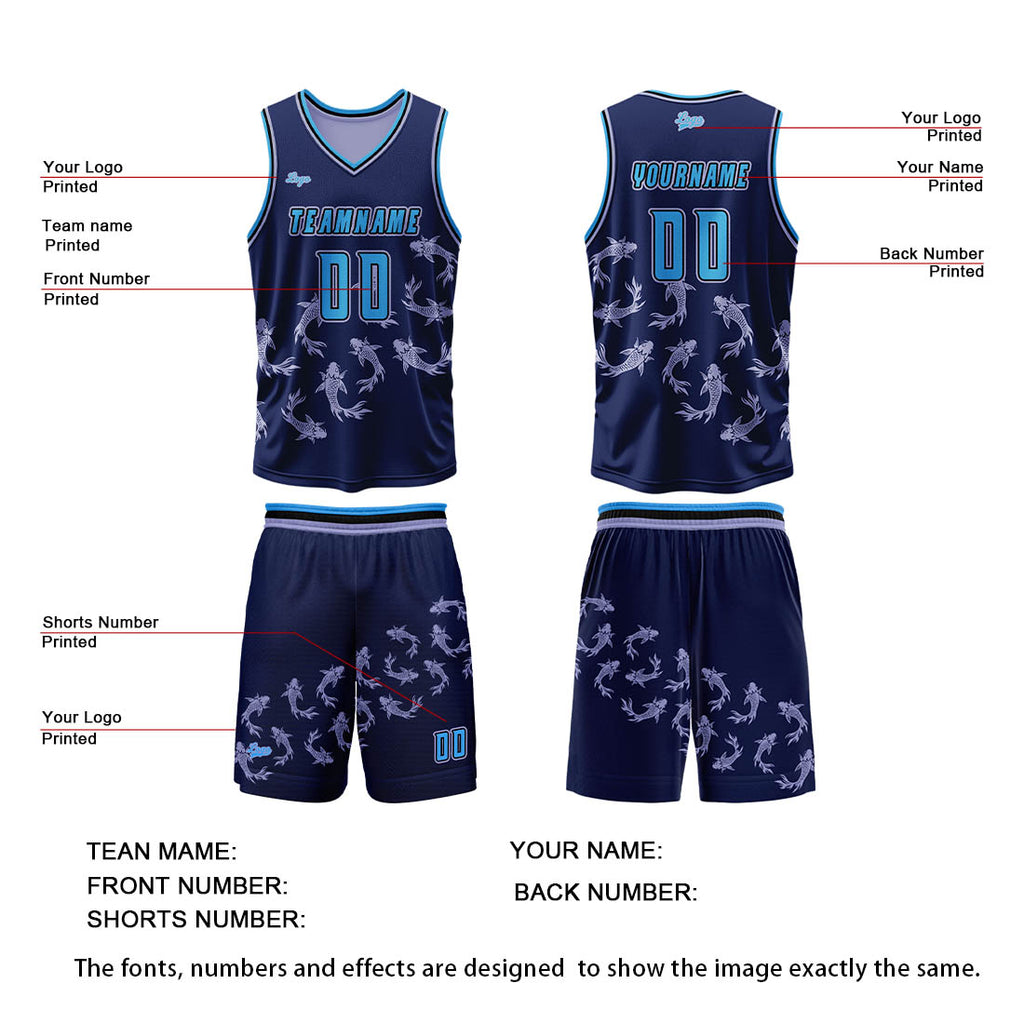 Custom Blue Purple Reversible Basketball Suit for Adults and Kids Personalized Jersey enthsush