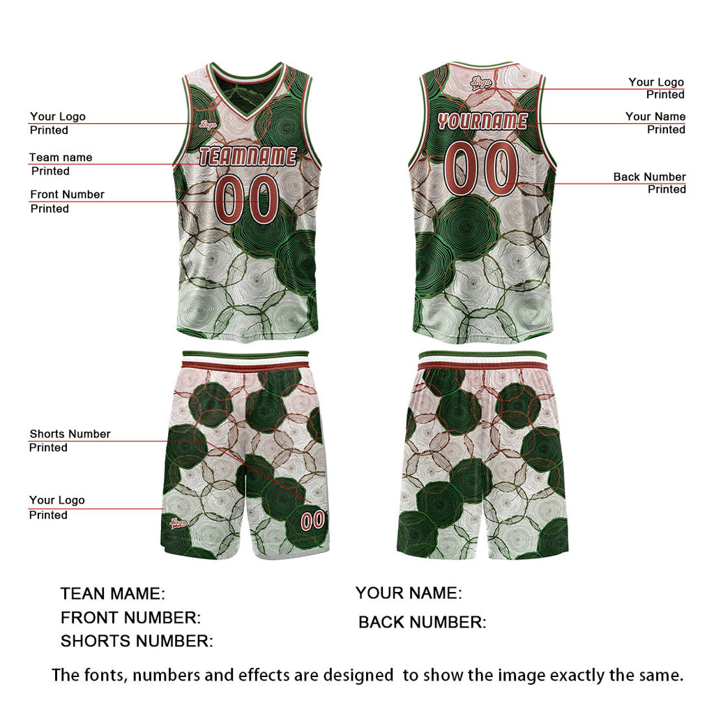 Custom Green Red Reversible Basketball Suit for Adults and Kids Personalized Jersey enthsush