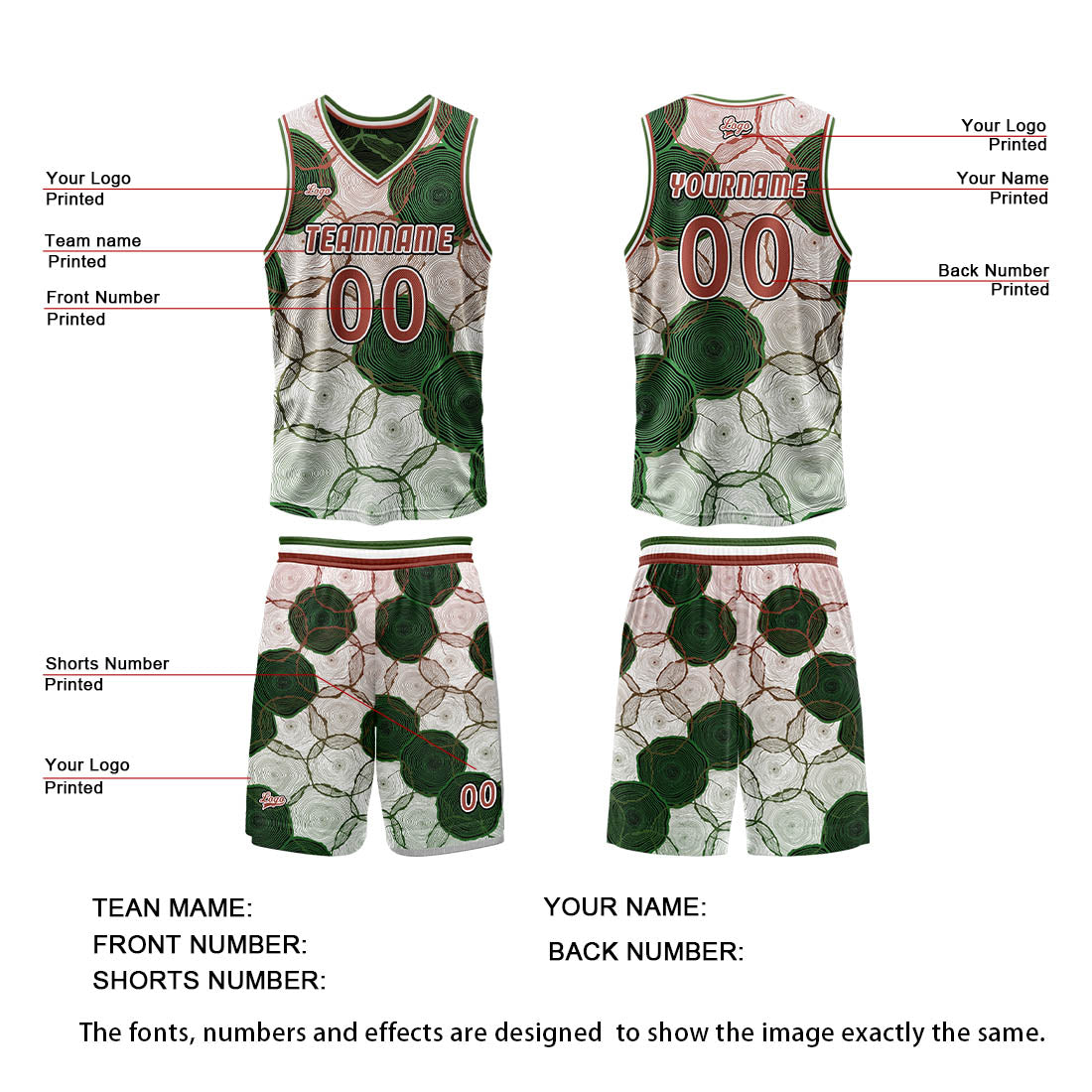 Custom Green Red Reversible Basketball Suit for Adults and Kids Personalized Jersey enthsush