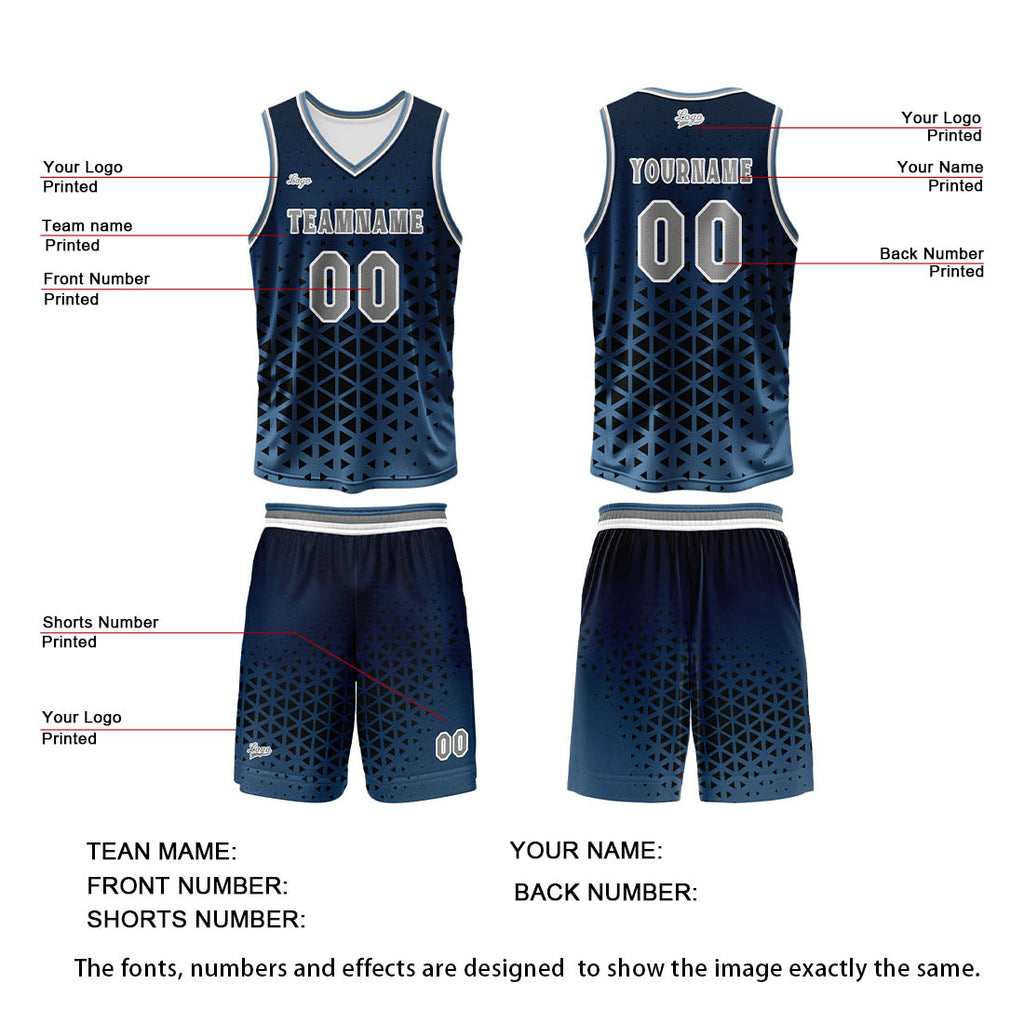 Custom Blue Gray Basketball Jersey Uniform Suit Printed Your Logo Name Number enthsush