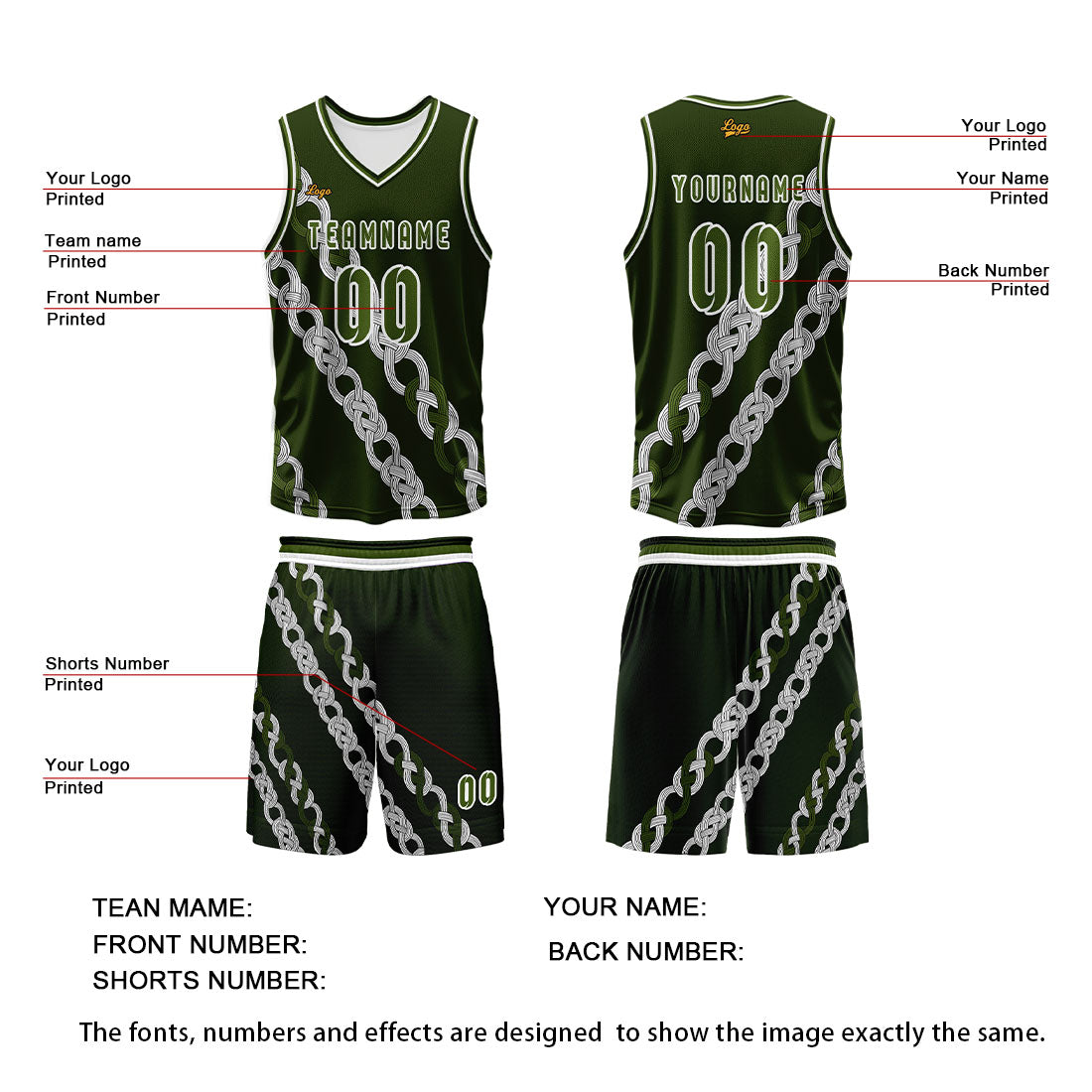 Custom Olive Green Basketball Jersey Uniform Suit Printed Your Logo Name Number enthsush
