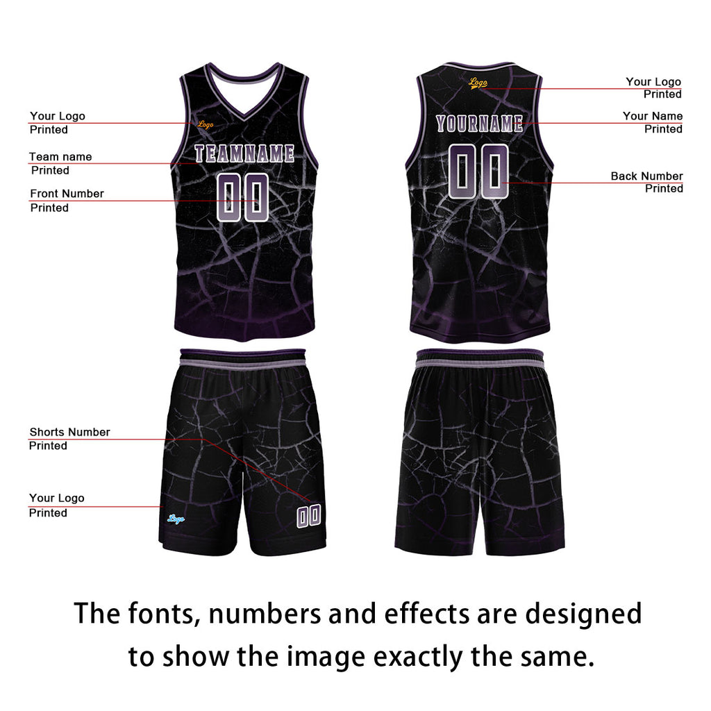 Custom Gray-violet Basketball Jersey Uniform Suit Printed Your Logo Name Number enthsush