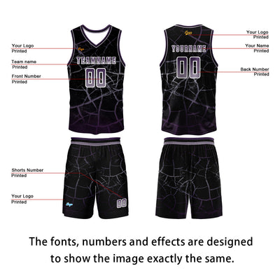 Custom Gray-violet Basketball Jersey Uniform Suit Printed Your Logo Name Number enthsush