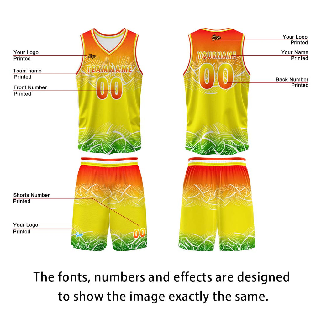 Custom Orange Yellow Basketball Jersey Uniform Suit Printed Your Logo Name Number enthsush