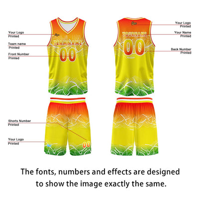 Custom Orange Yellow Basketball Jersey Uniform Suit Printed Your Logo Name Number enthsush